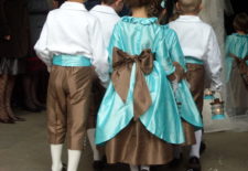 Cortège Constance: soie turquoise et chocolat