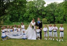 Cortège et voile Marie-Lys: blanc et bleu