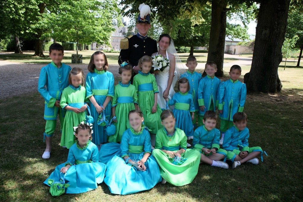 Cortège Astrid: bleu et vert pomme