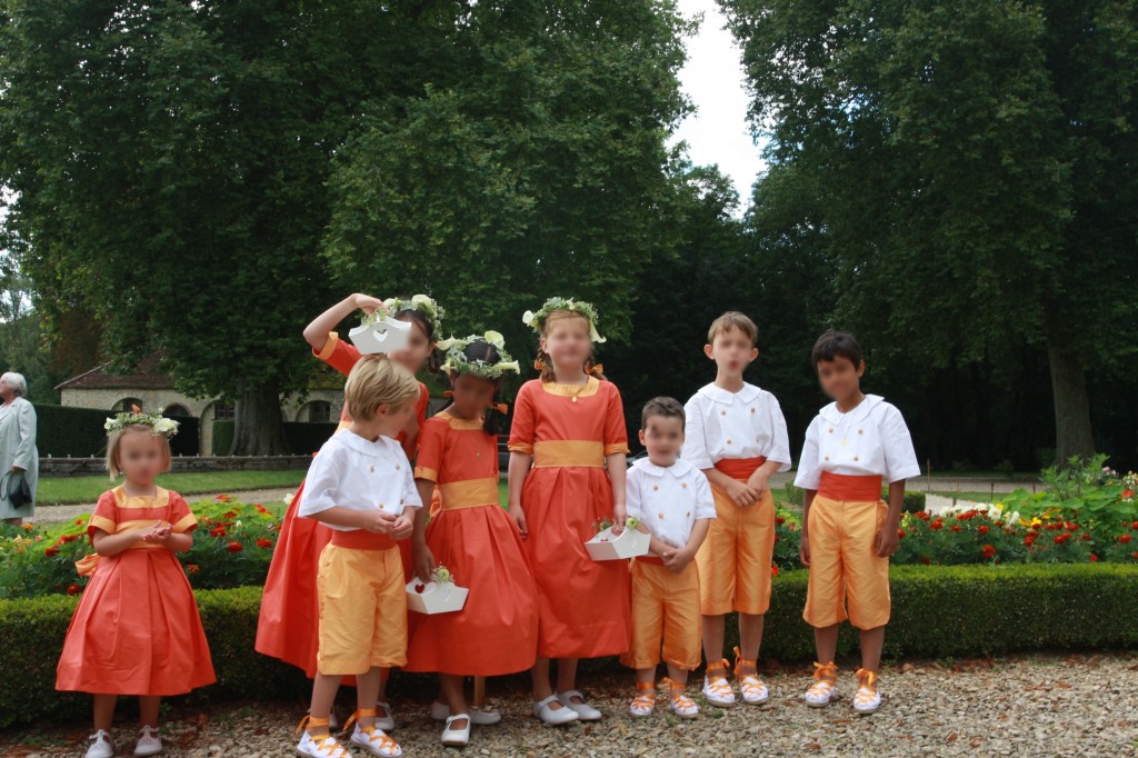 Cortège Constance: percale orange et soie jaune d’or