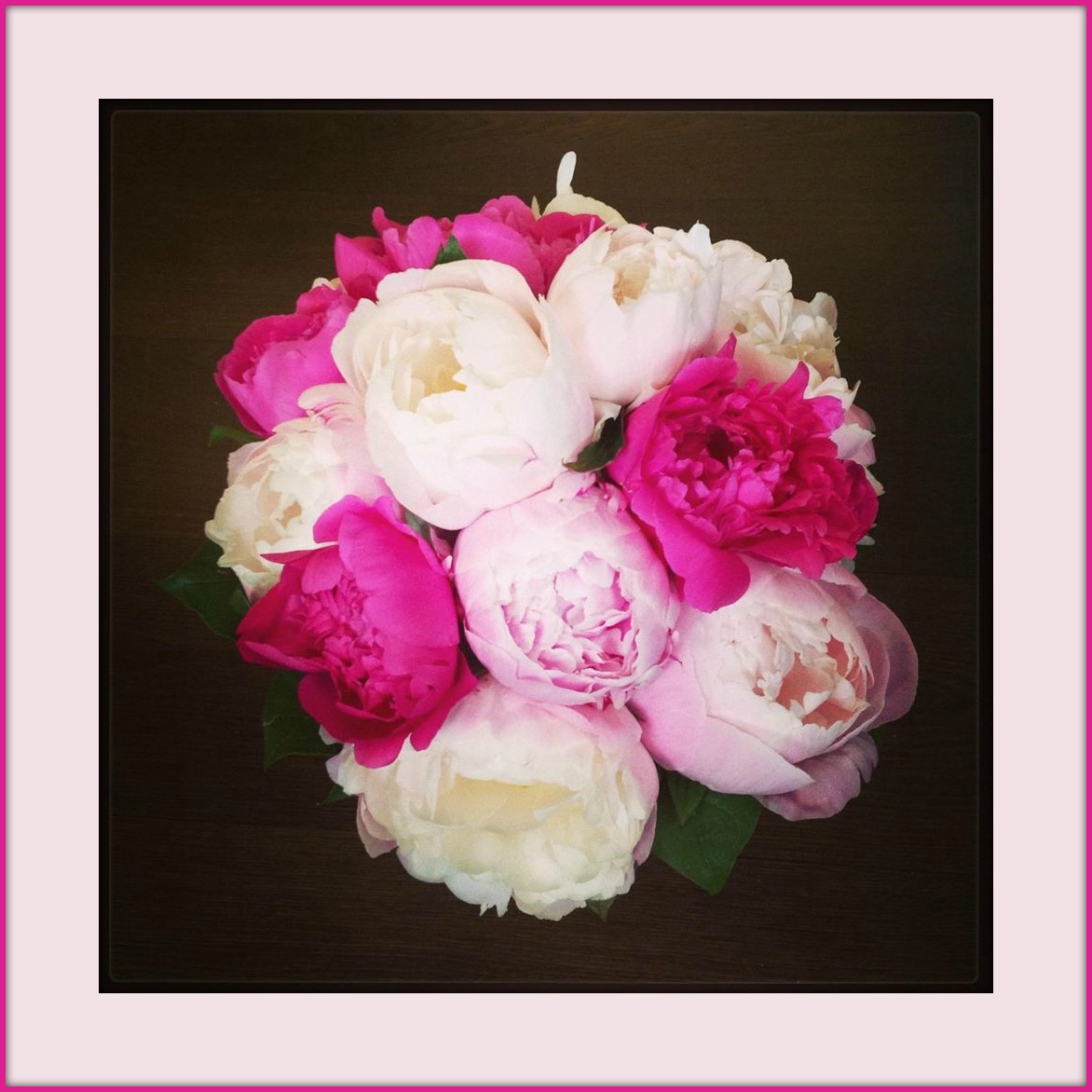 Bouquet de mariée: pivoines roses