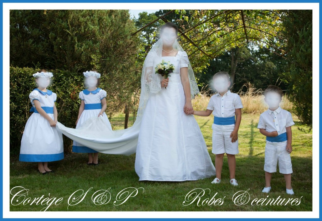 Cortège Solène: robes blanches et bleues