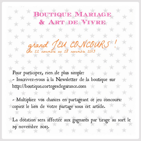 Grand jeu concours: boutique Mariage & Art de Vivre