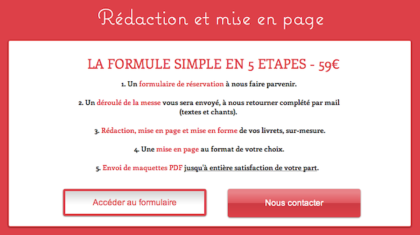 formule livret messe simple