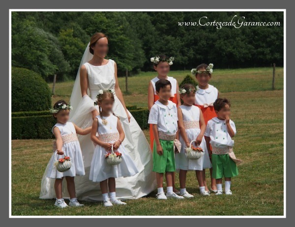 Cortège Raphaëlle: vert, orange et Liberty