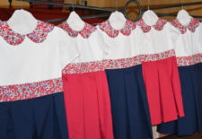 Cortège Clotilde: Bleu marine, Framboise et Liberty