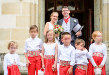 Cortège Claire: rouge, blanc et Liberty Betsy