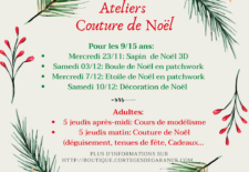 Ateliers couture de Noël pour adulte et ado, 5 cours de modélisme